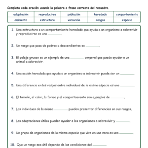 Adaptaciones y Variacio Fill MCQ Written Exit Tickets Worksheet NGSS Grade 3