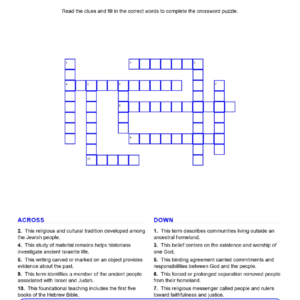 Ancient Israelites Judaism Crossword Worksheets Unit 2.