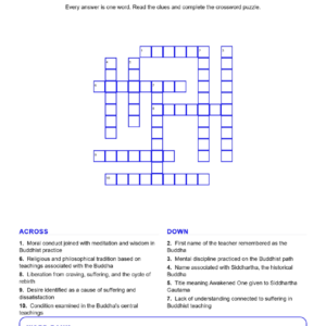 Buddhism and the Mauryan Empire (Crossword Worksheets) World History Unit 4.
