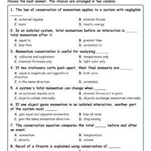 Conservation of Fill MCQ Written Exit Tickets Worksheet TEKS Physics