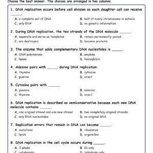 DNA Replication Fill MCQ Written Exit Tickets Worksheet TEKS Biology.