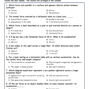 Friction, Normal, and Applied Forces Physics TEKS PHY.5F MCQ Fill Short Exit Wor