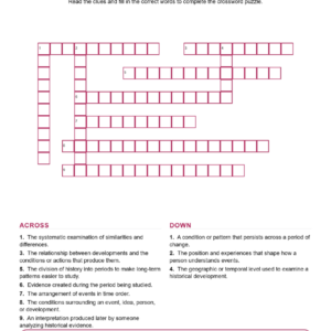 Historical Thinking World Around 1200 World History Crossword Worksheets.