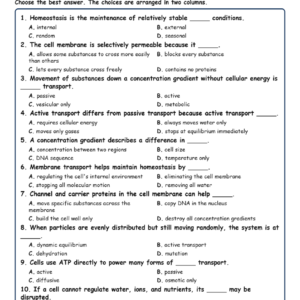 Homeostasis and Cellular Transport MCQ Fill Written Exit Tickets Worksheet T.pdf