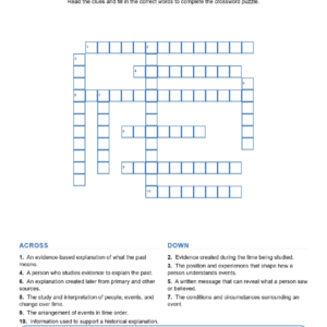 How Historians Study Early US History Crossword US History Worksheets.