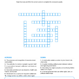 Human Geography of the United States and Canada (Crossword Worksheets) Geography Grades 6-7 Unit 2.