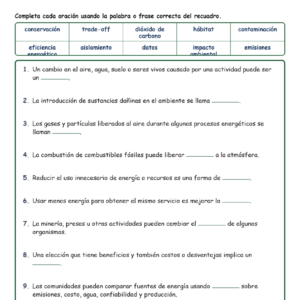 Impacto del Uso de la E Fill MCQ Written Exit Tickets Worksheet NGSS Grado4