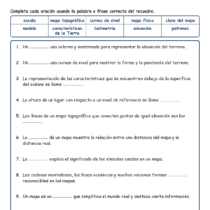 Mapear las característ Completar MCQ Escrita Salida Hoja de trabajo NGSS Grado 4