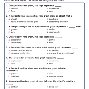 Position, Velocity, and MCQs Fill Written Exit Tickets Worksheet TEKS Physics.