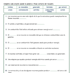 Recursos No Renovables Fill MCQ Written Exit Tickets Worksheet NGSS Grado4