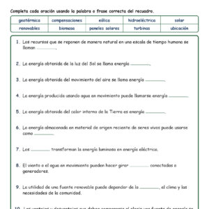 Recursos Renovables Fill MCQ Written Exit Tickets Worksheet NGSS Grade 4