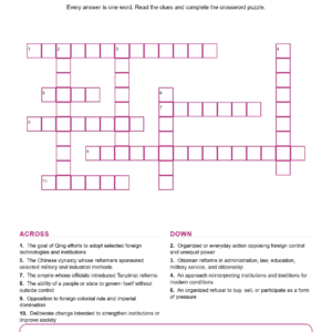 Reform Resistance and Anticolonial Thought Crossword World History Worksheets.