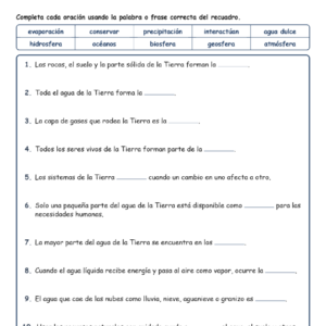 Sistemas interactivos de la Tierra Completar MCQ Escritas Salida Hojas NGSS G5