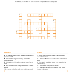 Society and Daily Life in Ancient Egypt (Crossword Worksheets) Unit 3.