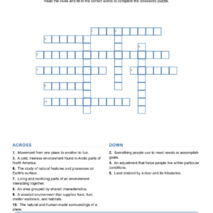 The Geography of North America Crossword US History Worksheets.
