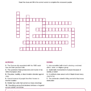 The Holocaust Genocide and Human Rights Crossword World History Worksheets.