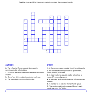The Roman Republic (Crossword Worksheets) World History Unit 6.