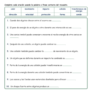 Transferencia de Completar MCQ Escritas Tickets Hoja NGSS Ciencias Grado 4