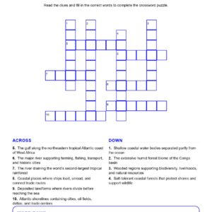 West and Central Africa (Crossword Worksheets) Geography Grades 6-7 Unit 4.
