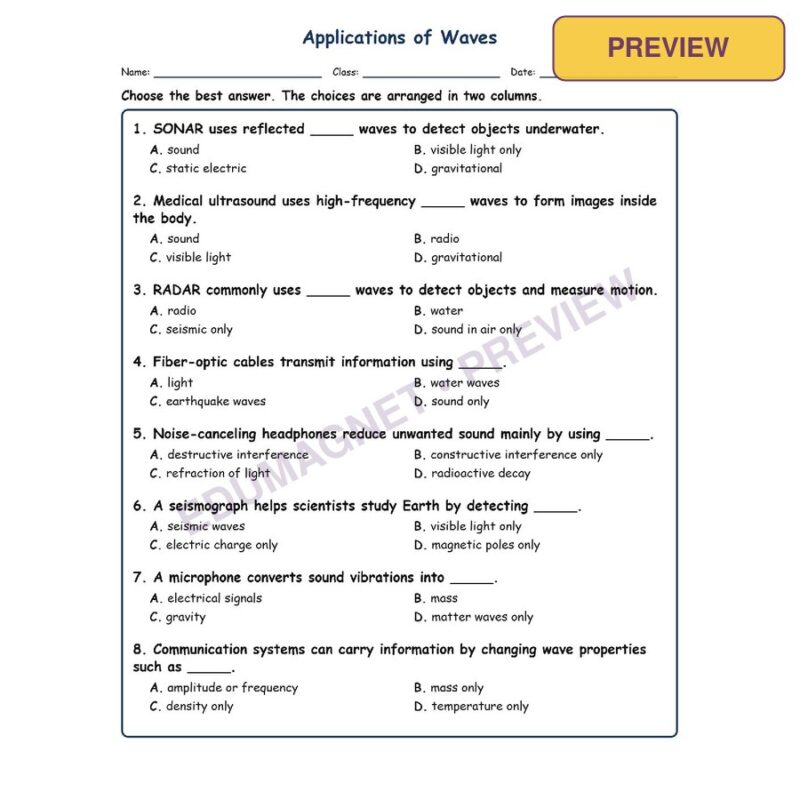 Applications Fill MCQ Written Exit Tickets Worksheet SOL Physical Science