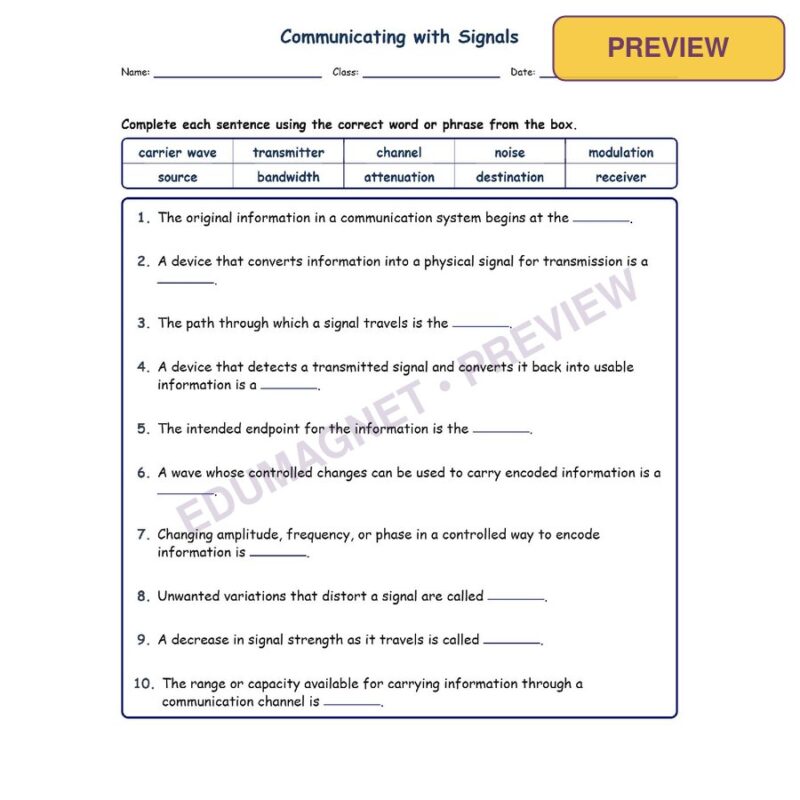 Communicating With Sign Fill MCQ Written Exit Tickets Worksheet NGSS Grade 8