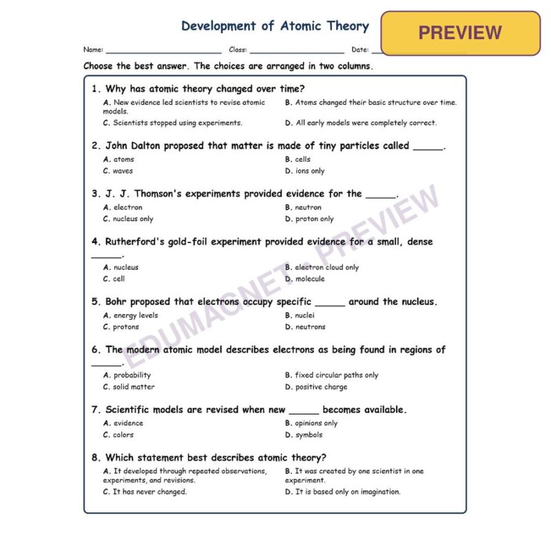 Development Of MCQs Fill Written Exit Tickets Worksheet SOL Physical Science