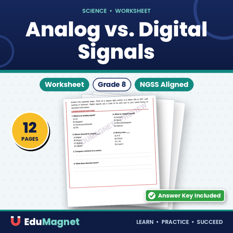 Analog Vs. Digital Signals G8 NGSS Worksheets
