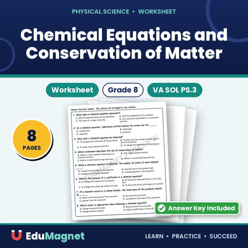 Chemical Equations And Conservation Of Matter Physical Science Virginia SOL PS.3