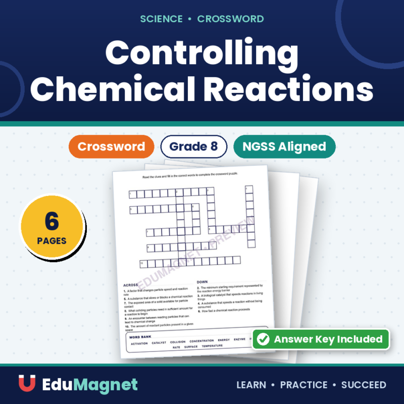 Controlling Chemical Reactions (Crossword Worksheets) Grade 8 Science Chapter 4