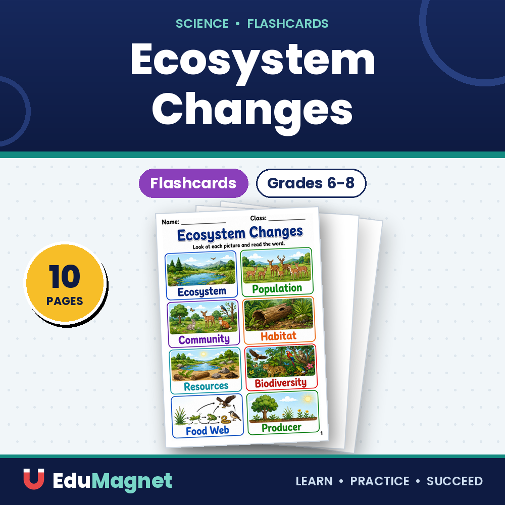 Ecosystem Changes Flashcards Grades 6-8