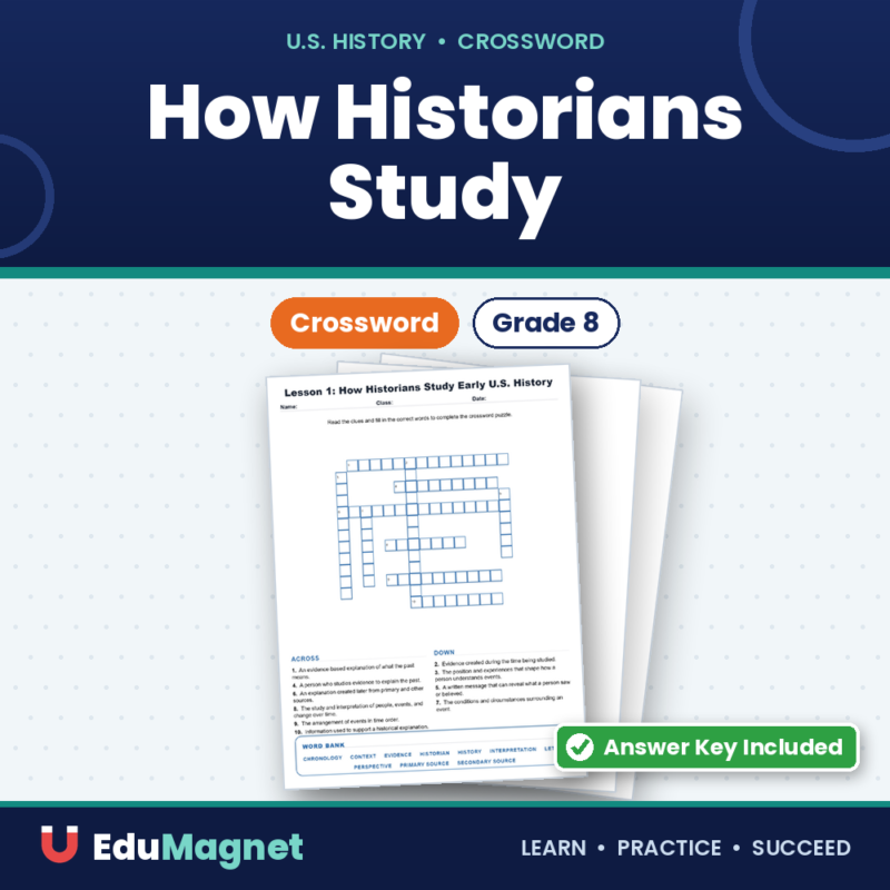 How Historians Study Early US History Crossword US History Worksheets.