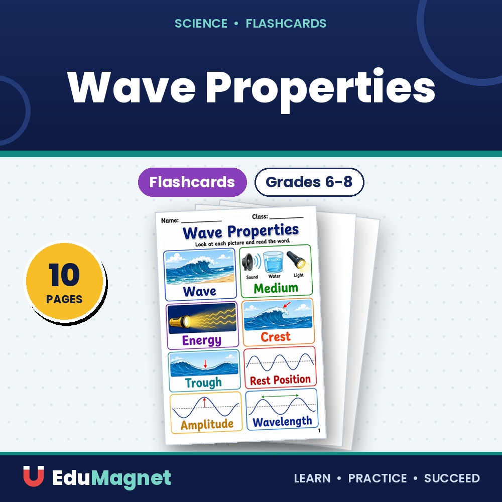 Wave Properties Flashcards Grades 6-8