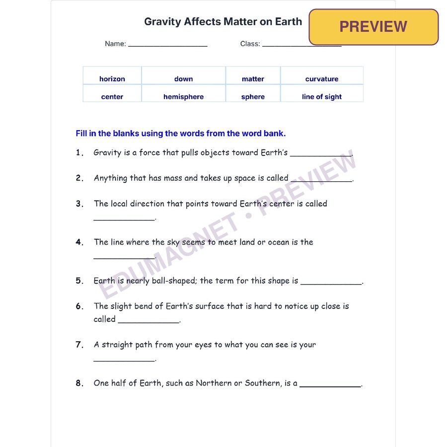 Gravity Affects Matter On Earth Letter