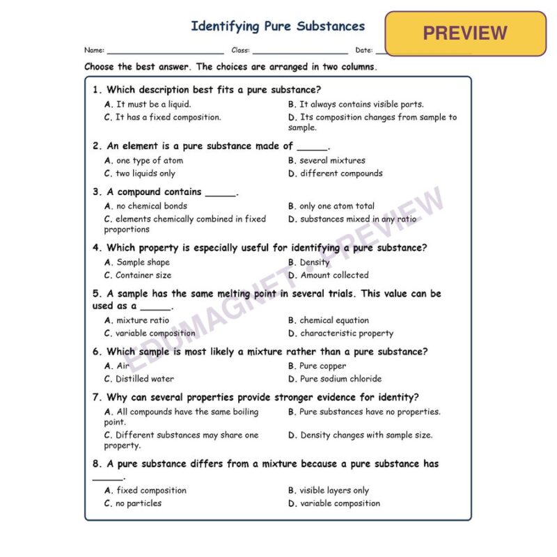 Identifying Fill MCQ Written Exit Tickets Worksheet SOL Physical Science