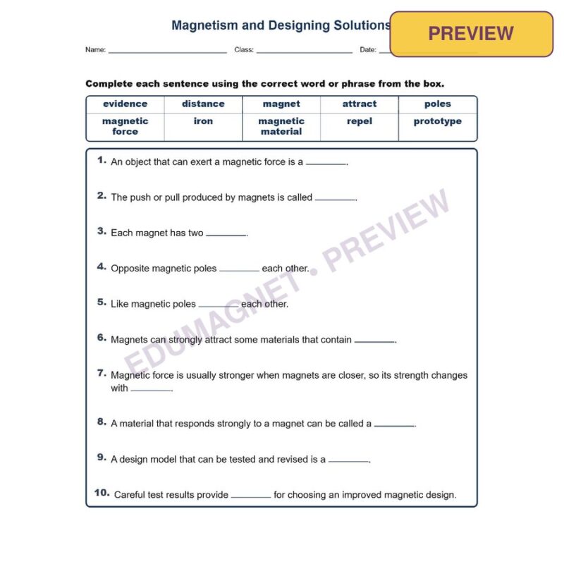 Magnetism And Designing Sol Fill MCQ Written Exit Tickets Worksheet NGSS Grade 3