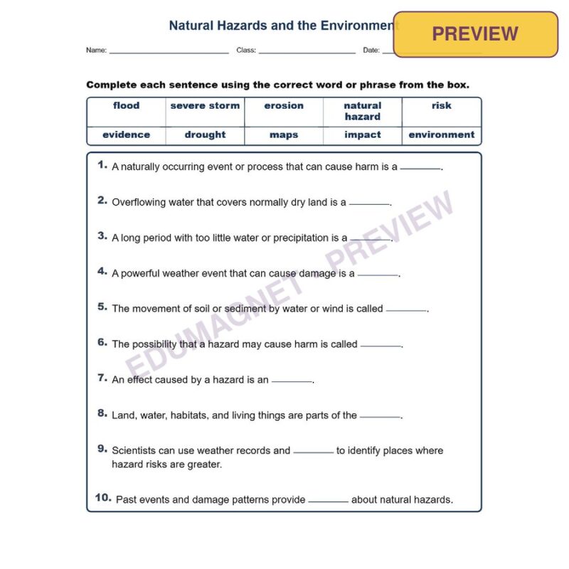 Natural Hazards And The Fill MCQ Written Exit Tickets Worksheet NGSS Grade 3